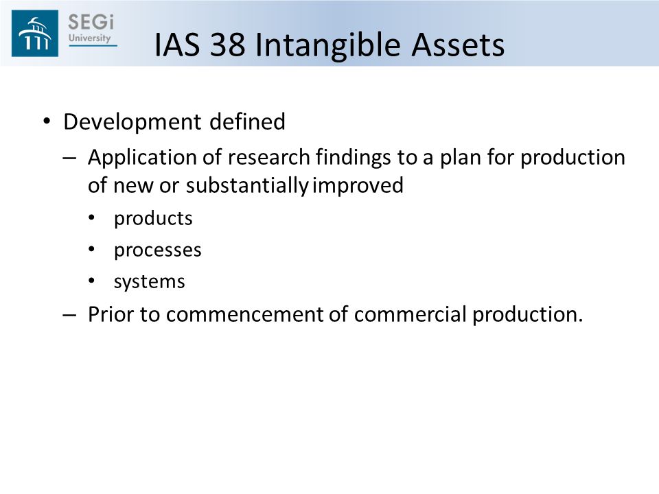 Accounting treatment of intangible assets